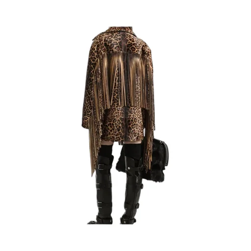 Leopard-Print Fringe Coat