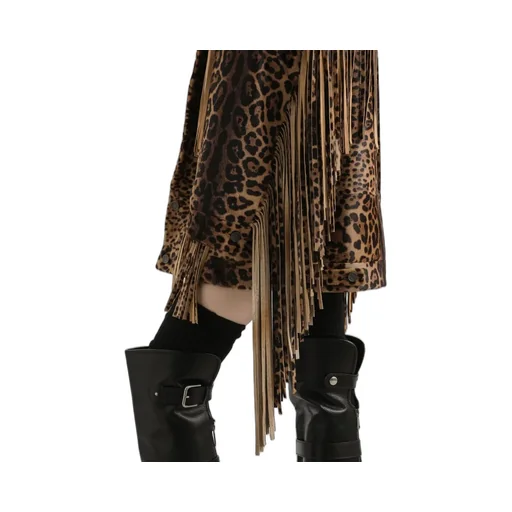 Leopard-Print Fringe Coat