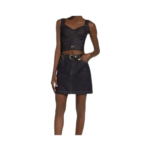 Logo-Tag Denim Corset Top