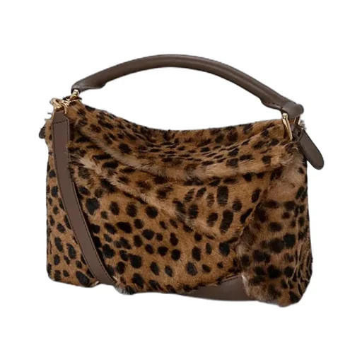 Loewe Leopard Printed Small Puzzle Edge Tote Bag