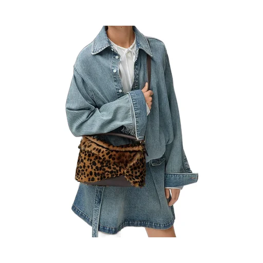 Loewe Leopard Printed Small Puzzle Edge Tote Bag