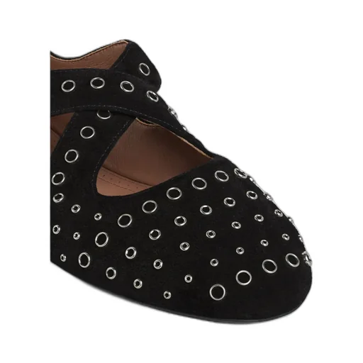 Criss-Cross Eyelet Suede Ballet Flats