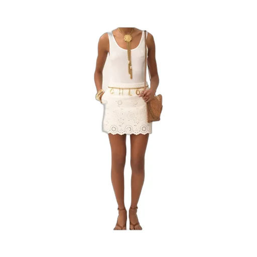 Scalloped Mini Skirt In A Cotton Mix