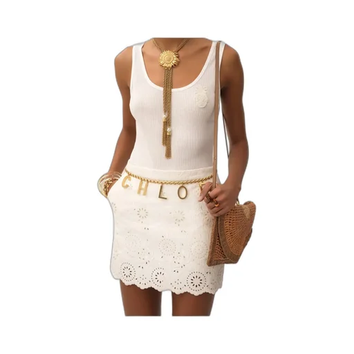 Scalloped Mini Skirt In A Cotton Mix