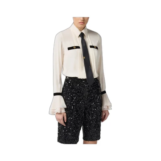 Sequin-Embellished Tie-Neck Playsuit