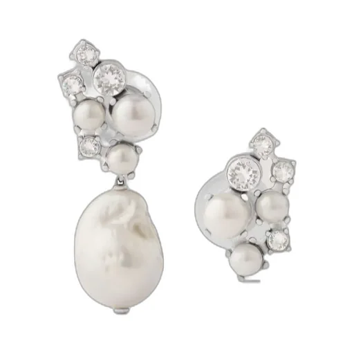 Givenchy Crystal Pearl Asymmetric Earrings