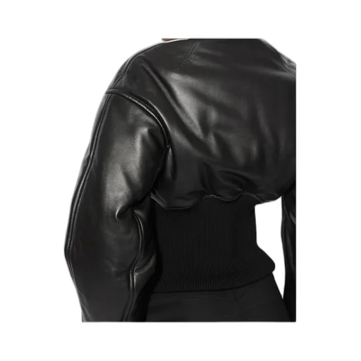 Rib-Knit Leather Jacket