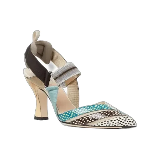 Fendi Colibr Printed High-Heel Slingback Pumps