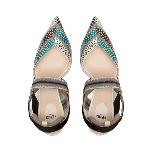 Fendi Colibr Printed High-Heel Slingback Pumps