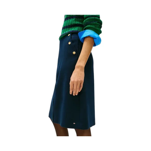 Buttoned Midi A-Line Skirt