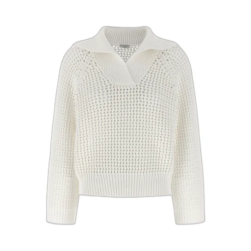 Brunello Cucinelli V-Neck Openwork Sweater