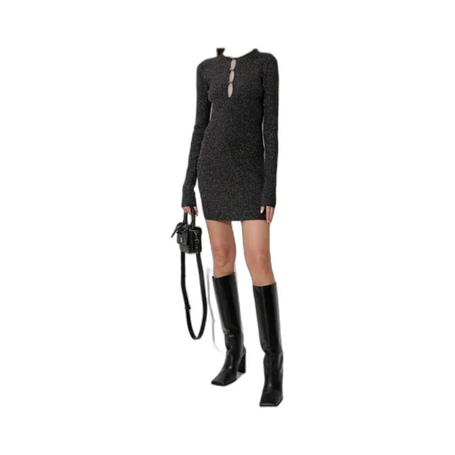 Keyhole Long-Sleeve Mini Dress