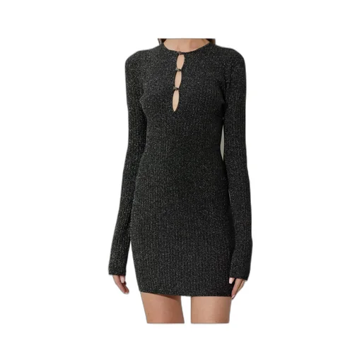Keyhole Long-Sleeve Mini Dress