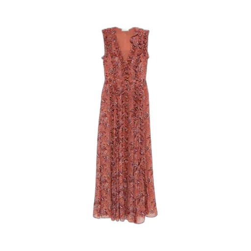 Multicolored Long Dress With Ruffled Edges
