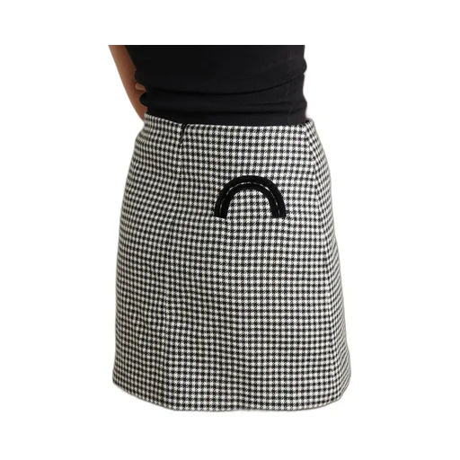 Houndstooth Wool Mini Skirt