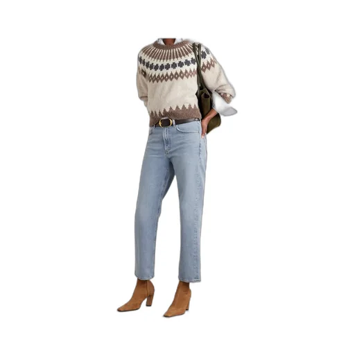 Mid-Rise Straight-Leg Denim Trousers