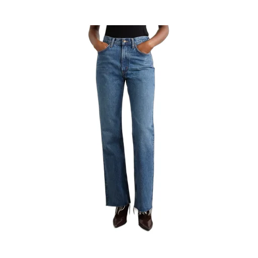 High-Waisted Bootcut Denim Trousers