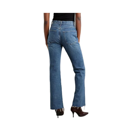 High-Waisted Bootcut Denim Trousers