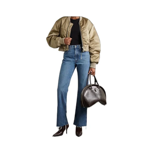 High-Waisted Bootcut Denim Trousers