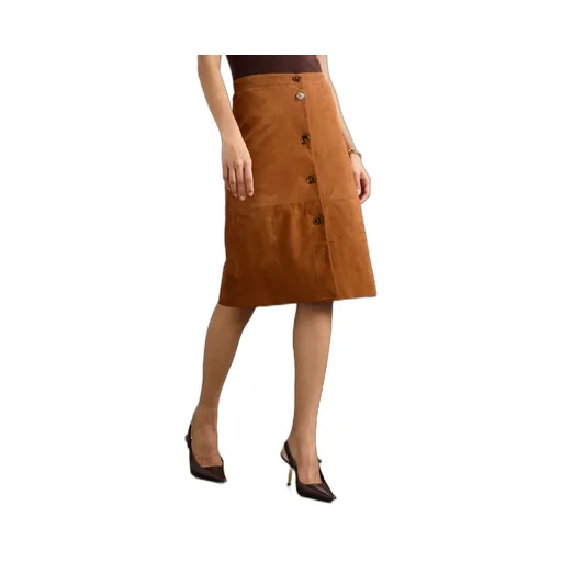 Viva Appaloosa Patchwork Suede Midi Skirt