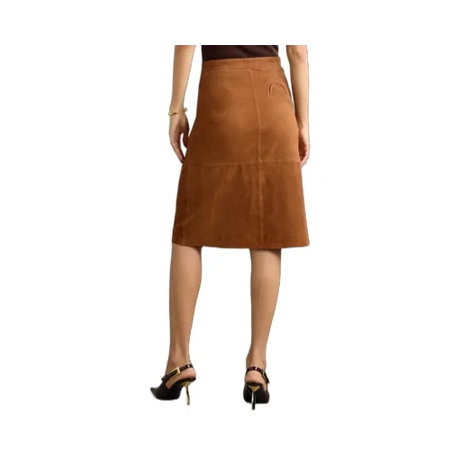 Viva Appaloosa Patchwork Suede Midi Skirt