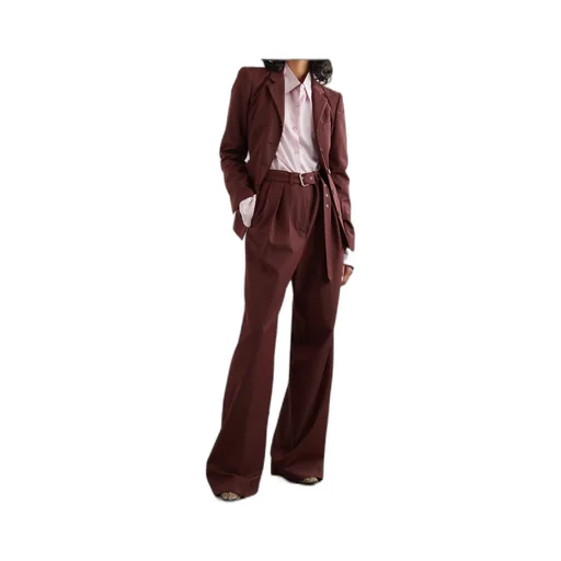 Pinstripe Wide-Leg Casual Pants