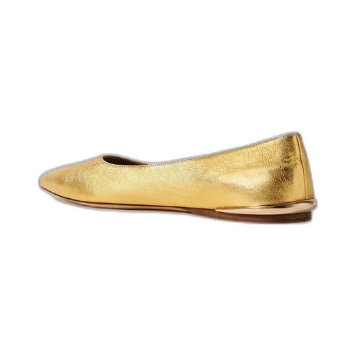 Fleur Embellished Metallic Leather Ballet Flats
