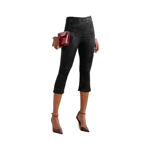 Cropped Satin-Jacquard Skinny Pants