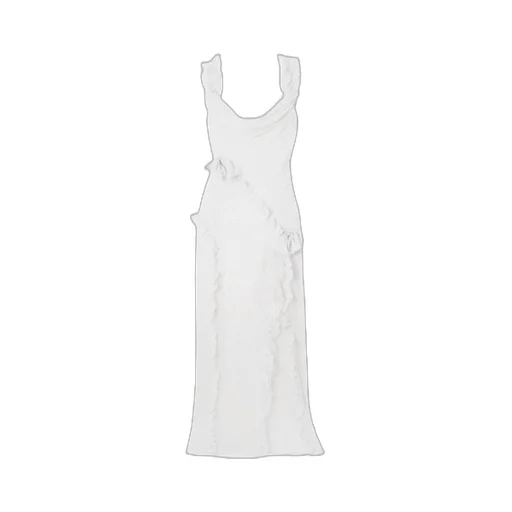 Ruffled Polka-Dot Silk-Chiffon Gown