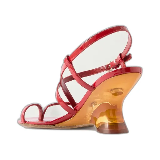 Patent-Leather Wedge Sandals