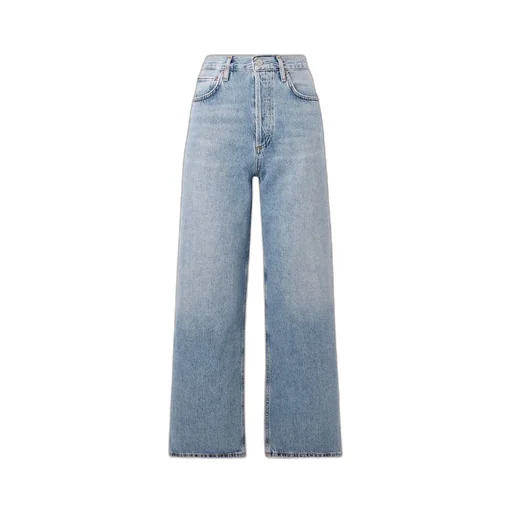 High-Waist Wide-Leg Denim Trousers