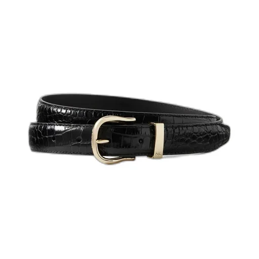 Louise Crocodile-Patterned Leather Belt