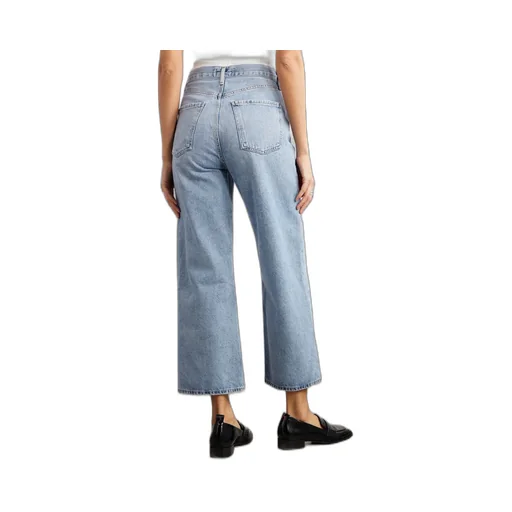 High-Waist Wide-Leg Denim Trousers