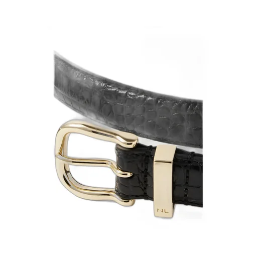 Louise Crocodile-Patterned Leather Belt