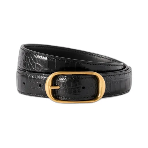 Reine Crocodile-Patterned Leather Belt