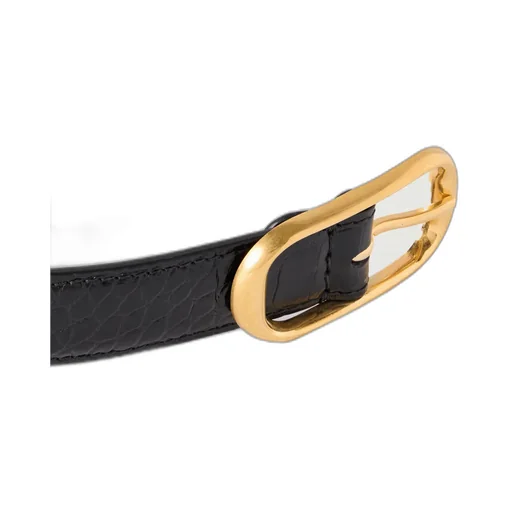 Reine Crocodile-Patterned Leather Belt