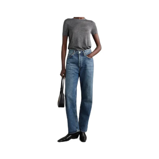 Mid-Rise Straight-Leg Denim Trousers