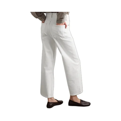 High-Waist Wide-Leg Denim Trousers