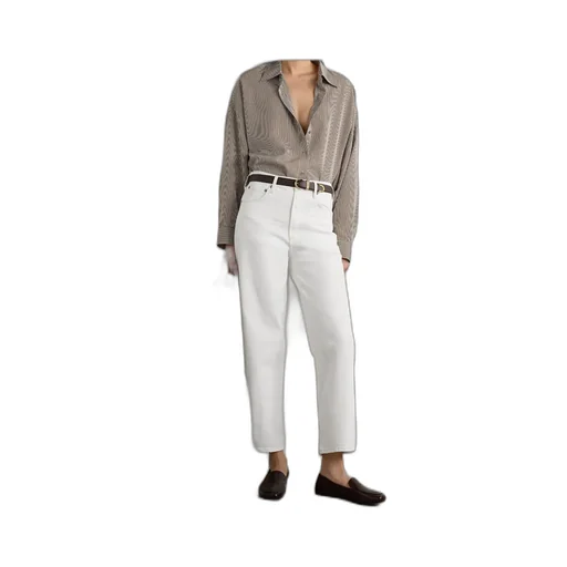 High-Waist Wide-Leg Denim Trousers
