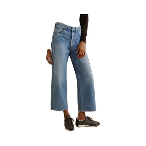 High-Waist Wide-Leg Denim Trousers
