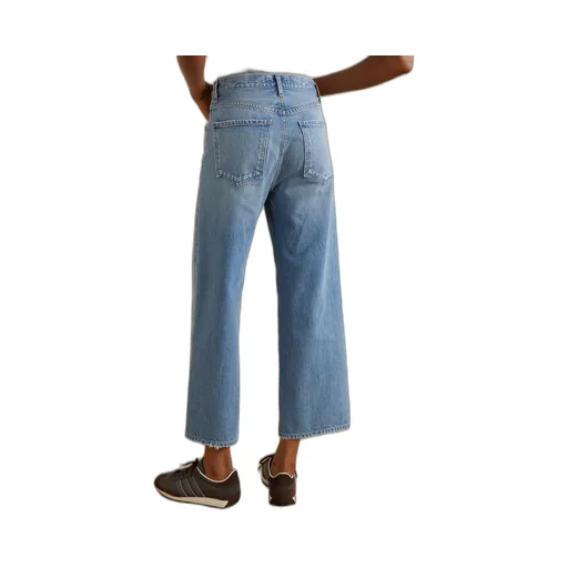 High-Waist Wide-Leg Denim Trousers