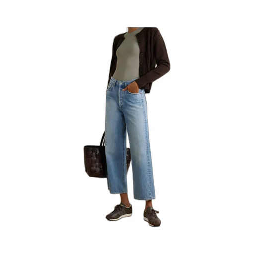 High-Waist Wide-Leg Denim Trousers