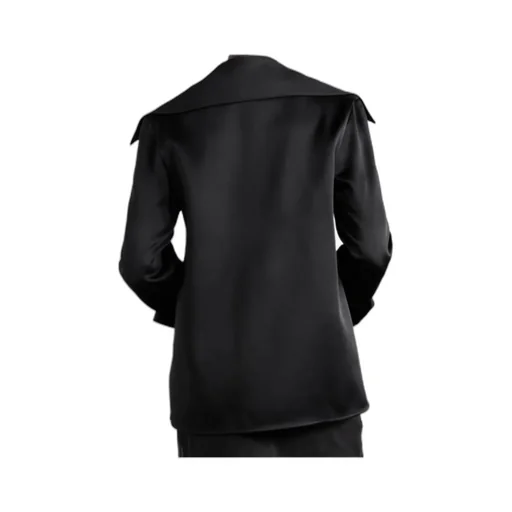 Wide-Collar Satin Blouse