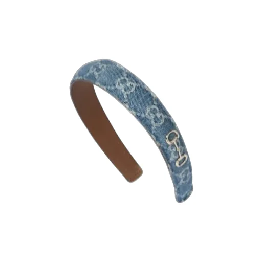 Gg Denim Hair Band With Horsebit