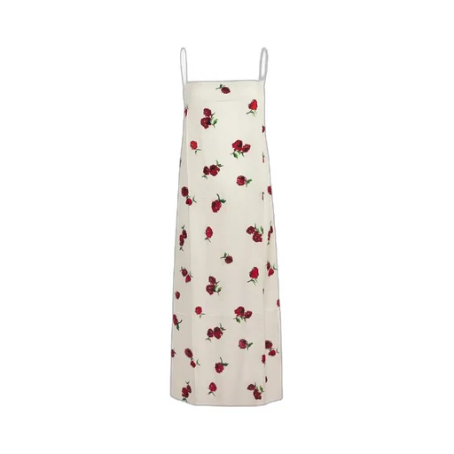 Sicily Dress In Cream With Raspberry Print