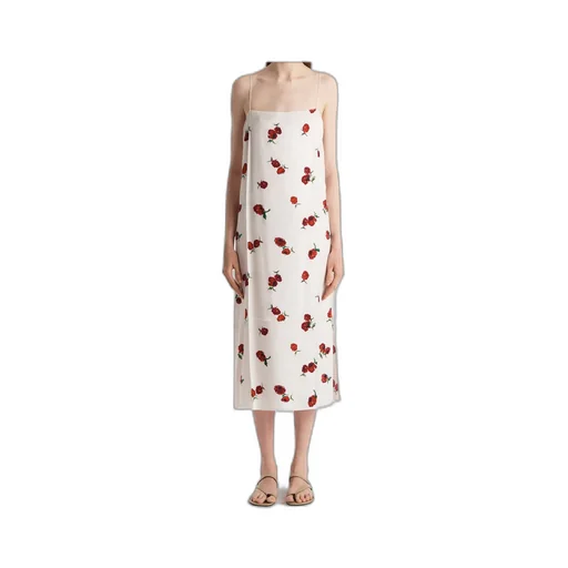 Sicily Dress In Cream With Raspberry Print