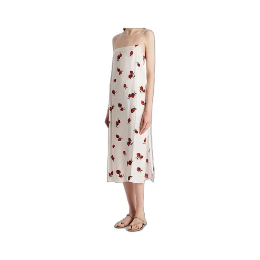 Sicily Dress In Cream With Raspberry Print