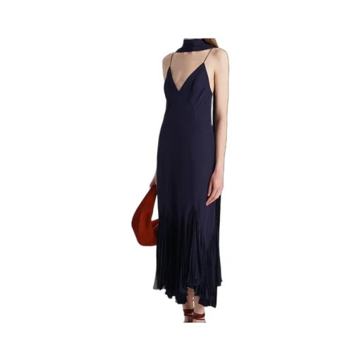 Candita Pleated V-Neck Slip Midi Dress