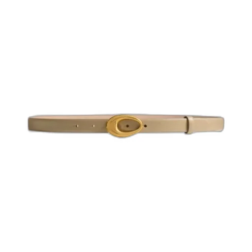 Olivia Belt In Beige Leather With Gold