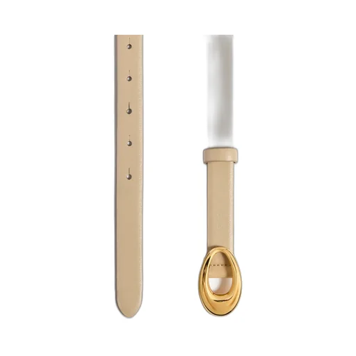 Olivia Belt In Beige Leather With Gold